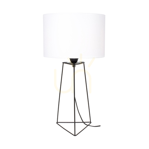 Verifica Lampa de masă Marlene, 1xE27, Max. 25 W, metal negru/cablu din PVC negru/abat-jour alb, Ø 30 cm
