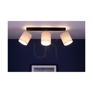 Lampa de tavan Mateo, 3xE27, Max. 25 W, metal negru/metal cromat/bej, abajur din tapet, 67 cm small 1