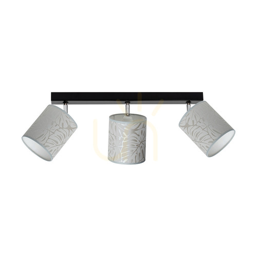 Verifica Lampa de tavan Mateo, 3xE27, Max. 25 W, metal negru/metal cromat/bej, abajur din tapet, 67 cm