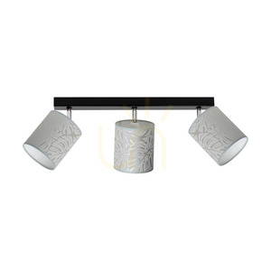 Lampa de tavan Mateo, 3xE27, Max. 25 W, metal negru/metal cromat/bej, abajur din tapet, 67 cm small 0