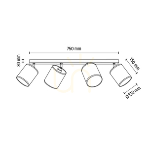Lampa de tavan Mateo, 4xE27, Max. 25 W, metal negru/metal cromat/bej, abajur din tapet de 90 cm small 2