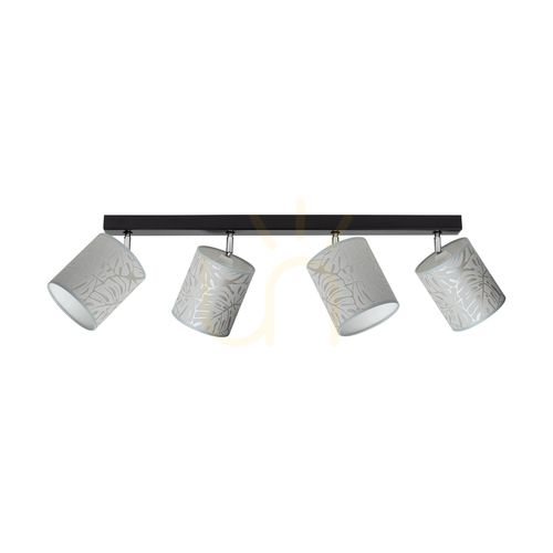Verifica Lampa de tavan Mateo, 4xE27, Max. 25 W, metal negru/metal cromat/bej, abajur din tapet de 90 cm