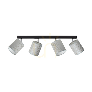 Lampa de tavan Mateo, 4xE27, Max. 25 W, metal negru/metal cromat/bej, abajur din tapet de 90 cm small 0