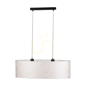 Lampa suspendată Mateo, 2xE27, Max. 40 W, metal negru/cablu din PVC transparent/abajur din tapet bej, 80 cm small 2