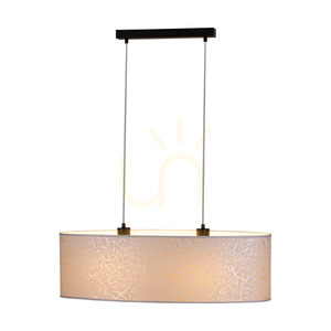 Lampa suspendată Mateo, 2xE27, Max. 40 W, metal negru/cablu din PVC transparent/abajur din tapet bej, 80 cm small 3