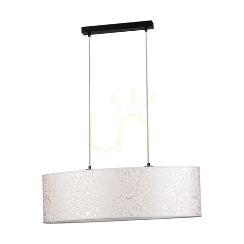 Verifica Lampa suspendată Mateo, 2xE27, Max. 40 W, metal negru/cablu din PVC transparent/abajur din tapet bej, 80 cm