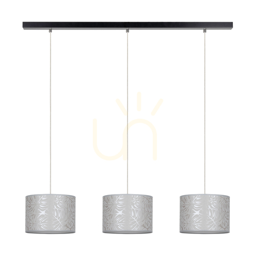 Verifica Lampa suspendată Mateo, 3xE27, Max. 25 W, metal negru/cablu din PVC transparent/abajur din tapet bej, 117 cm