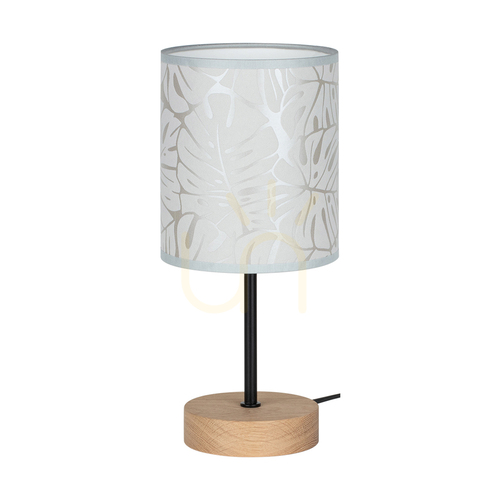 Verifica Lampa de masă Mateo, 1xE27, Max. 25 W, stejar uleiat/metal negru/cablu din PVC negru/abat-jour bej realizat din tapet, Ø 13 cm