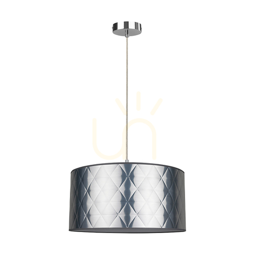 Verifica Lampa suspendată Maxima, 1xE27, Max. 60 W, metal cromat / cablu din PVC transparent / abajur argintiu, Ø 50 cm