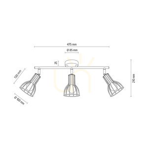 Lampa de tavan Megan, 3xE14, Max. 40 W, metal alb, 47,5 cm small 4