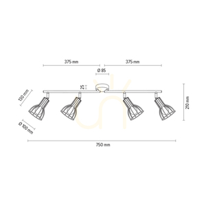 Lampa de tavan Megan, 4xE14, Max. 40 W, metal alb, 75 cm small 4