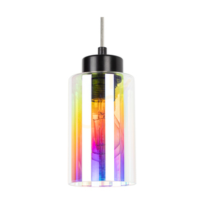 Lampa suspendată Meno, 3xE27, Max. 60 W, metal negru/cablu din PVC transparent/abat-jour din sticlă multicoloră, 54 cm small 1