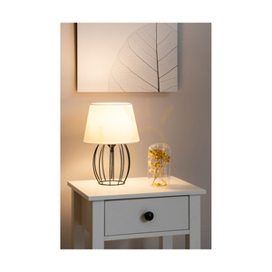 Lampa de masă Merano, 1xE27, Max. 25 W, metal negru/cablu din PVC negru/abat-jour alb, Ø 20 cm small 2