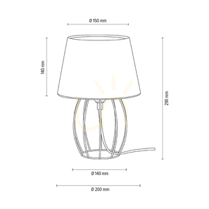 Lampa de masă Merano, 1xE27, Max. 25 W, metal negru/cablu din PVC negru/abat-jour alb, Ø 20 cm small 3