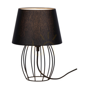 Lampa de masă Merano, 1xE27, Max. 25 W, metal negru/cablu din PVC negru/abat-jour negru, Ø 20 cm small 1