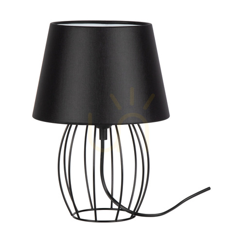 Verifica Lampa de masă Merano, 1xE27, Max. 25 W, metal negru/cablu din PVC negru/abat-jour negru, Ø 20 cm