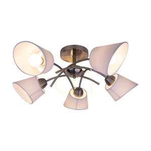 Lampa de tavan Mette, 5xE27, Max. 40 W, metal satinat/alb, abajur cu diametrul de 70 cm small 1