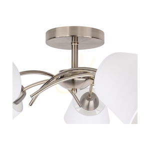 Lampa de tavan Mette, 5xE27, Max. 40 W, metal satinat/alb, abajur cu diametrul de 70 cm small 2