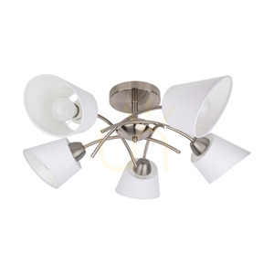 Lampa de tavan Mette, 5xE27, Max. 40 W, metal satinat/alb, abajur cu diametrul de 70 cm small 0