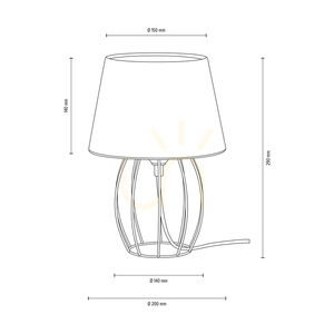 Lampa de masă Merano, 1xE27, Max. 25 W, metal negru/cablu din PVC negru/abat-jour gri, Ø 20 cm small 3