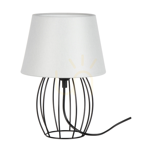 Verifica Lampa de masă Merano, 1xE27, Max. 25 W, metal negru/cablu din PVC negru/abat-jour gri, Ø 20 cm