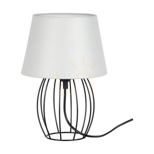Lampa de masă Merano, 1xE27, Max. 25 W, metal negru/cablu din PVC negru/abat-jour gri, Ø 20 cm small 0