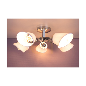 Lampa de tavan Mette, 5xE27, Max. 40 W, metal cromat/alb, abajur cu diametrul de 70 cm small 2