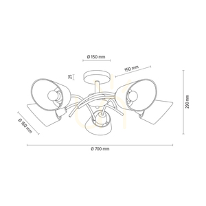 Lampa de tavan Mette, 5xE27, Max. 40 W, metal cromat/alb, abajur cu diametrul de 70 cm small 3