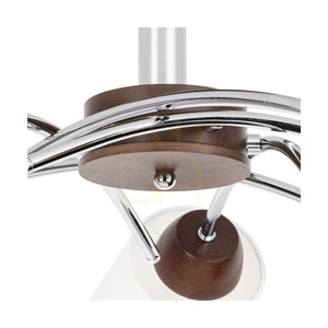 Lampa de tavan Mette Wood, 5xE27, Max. 40 W, lemn de fag și nuc / metal cromat / abajur alb, Ø 70 cm small 2