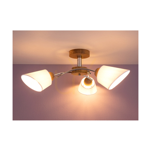 Lampa de tavan Mette Wood, 3xE27, Max. 40 W, stejar uleiat/metal cromat/abat-jour alb, Ø 70 cm small 3