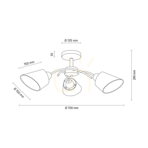 Lampa de tavan Mette Wood, 3xE27, Max. 40 W, stejar uleiat/metal cromat/abat-jour alb, Ø 70 cm small 4