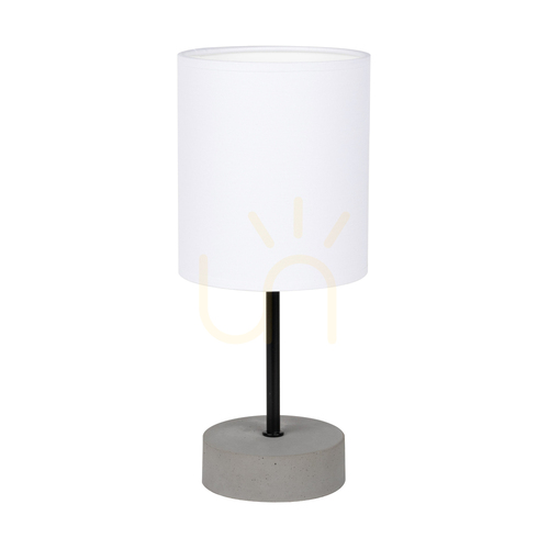 Verifica Lampa de masă Mila, 1xE27, Max. 25 W, beton gri/metal negru/cablu din PVC negru/abat-jour alb, Ø 13 cm