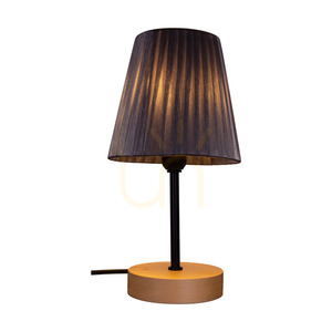 Lampa de masă Mila din lemn, 1xE14, Max. 25 W, mesteacăn/metal negru/cablu din PVC negru/abat-jour argintiu, Ø 14 cm small 2