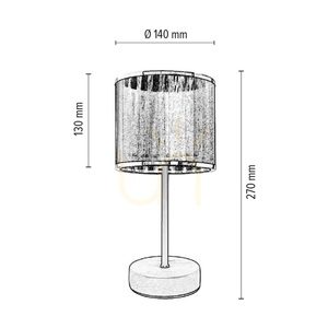 Lampa de masă Mila, 1xE14 (maxim). 25 W, beton gri/metal negru/cablu din PVC negru/abat-jour negru și cromat, Ø 14 cm small 2