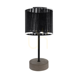 Lampa de masă Mila, 1xE14 (maxim). 25 W, beton gri/metal negru/cablu din PVC negru/abat-jour negru și cromat, Ø 14 cm small 0