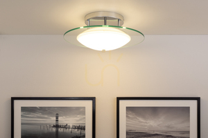 Lampă de tavan Minnesota, 1xLED, 3000K, 22W, metal cromat/sticlă albă-transparentă, Ø45 cm small 4