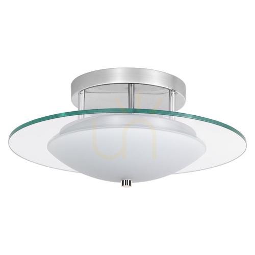 Verifica Lampă de tavan Minnesota, 1xLED, 3000K, 22W, metal cromat/sticlă albă-transparentă, Ø45 cm