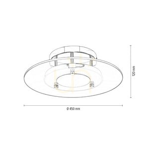 Lampă de tavan Minnesota, 1xLED, 3000K, 22W, metal cromat/sticlă albă-transparentă, Ø45 cm small 3