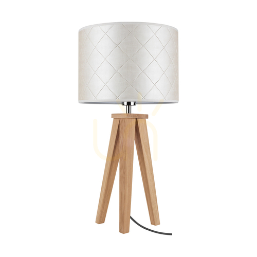 Verifica Lampa de masă Mirabella, 1xE27, Max. 60 W, stejar uleiat/antracit, cablu împletit, abajur perlat, Ø 30 cm