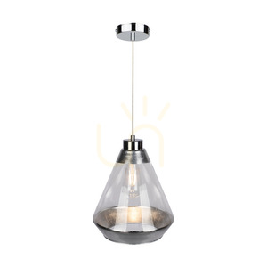 Lampa suspendată Mistral, 1xE27, Max. 60 W, metal cromat / cablu din PVC transparent / abajur din sticlă argintie-transparentă, Ø 25 cm small 1
