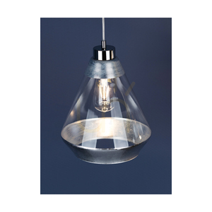 Lampa suspendată Mistral, 1xE27, Max. 60 W, metal cromat / cablu din PVC transparent / abajur din sticlă argintie-transparentă, Ø 25 cm small 2