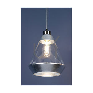 Lampa suspendată Mistral, 1xE27, Max. 60 W, metal cromat / cablu din PVC transparent / abajur din sticlă argintie-transparentă, Ø 25 cm small 3