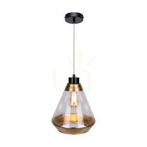Lampa suspendată Mistral, 1xE27, Max. 60 W, metal negru / cablu din PVC transparent / abajur din sticlă aurie-transparentă, Ø 25 cm small 1