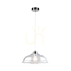 Lampa suspendată Molde, 1xE27, Max. 60 W, metal cromat / cablu din PVC transparent / abajur din sticlă transparentă, Ø 34 cm small 1