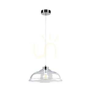 Lampa suspendată Molde, 1xE27, Max. 60 W, metal cromat / cablu din PVC transparent / abajur din sticlă transparentă, Ø 34 cm small 0