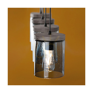 Lampa suspendată Monsun 4xE27 Max. Pin vopsit în gri, 60 W / Cablu din PVC negru / Abajur din sticlă fumurie, 100 cm small 2