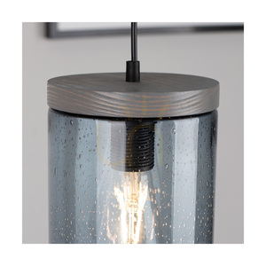 Lampa suspendată Monsun 4xE27 Max. Pin vopsit în gri, 60 W / Cablu din PVC negru / Abajur din sticlă fumurie, 100 cm small 3