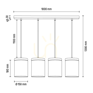 Lampa suspendată Monsun 4xE27 Max. Pin vopsit în gri, 60 W / Cablu din PVC negru / Abajur din sticlă fumurie, 100 cm small 4