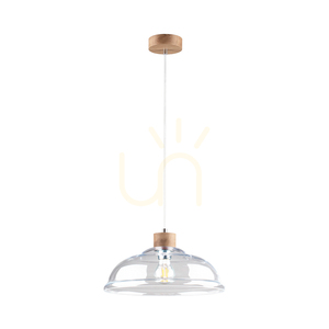 Lampa suspendată Molde, 1xE27, Max. 60 W, stejar tratat cu ulei / cablu din PVC transparent / abajur din sticlă transparentă, Ø 34 cm small 0