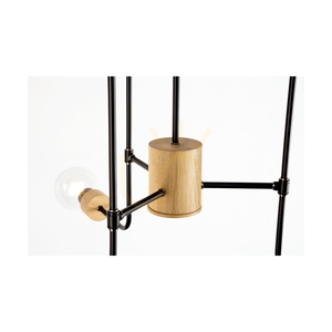 Lampa de tavan Montix, 6xE27, Max. 40 W, stejar tratat cu ulei/metal negru, Ø 73 cm small 2